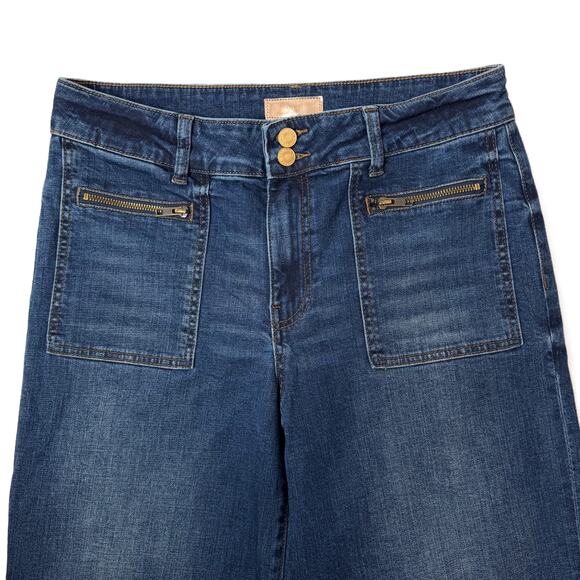 Kut From The Kloth Meg Wide Leg Jeans size 8 Zip Patch Pocket - Picture 11 of 15